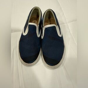 Burberry Navy and White Slip-On Shoes